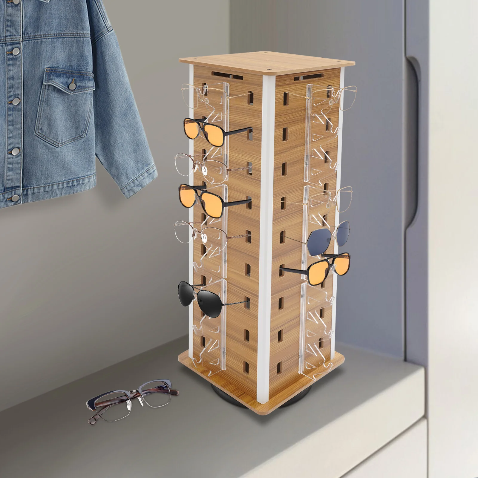 4-Sided Sunglasses Display Rack 36*66cm Eyeglass Organizer Holder 360° Rotating 2