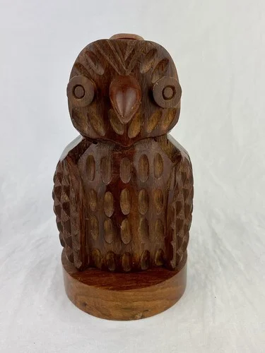 Wooden Owl Carved Eyeglasses Holder Matr Boomie New With Tag. EB20 2